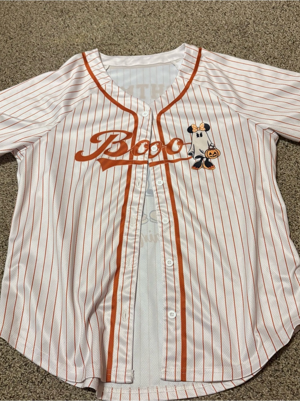 Disney White and Orange Striped Halloween Mickey Baseball Jersey - Picture 3 of 8
